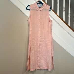 Tommy Bahama Pink Sleeveless Linen Belted Shirt Dress Medium